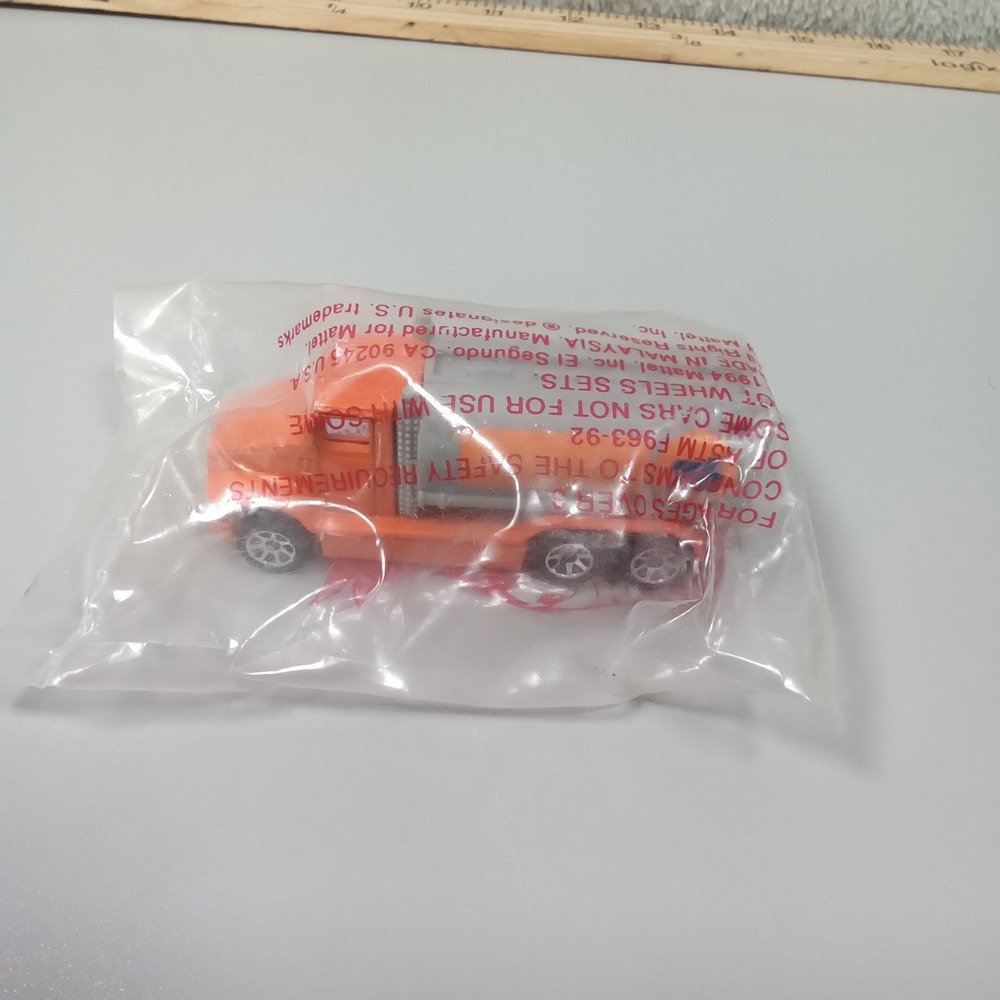 Vintage 1994 Hot Wheels Orange Semi Truck Sealed Promotional Bag Mattel 1:64